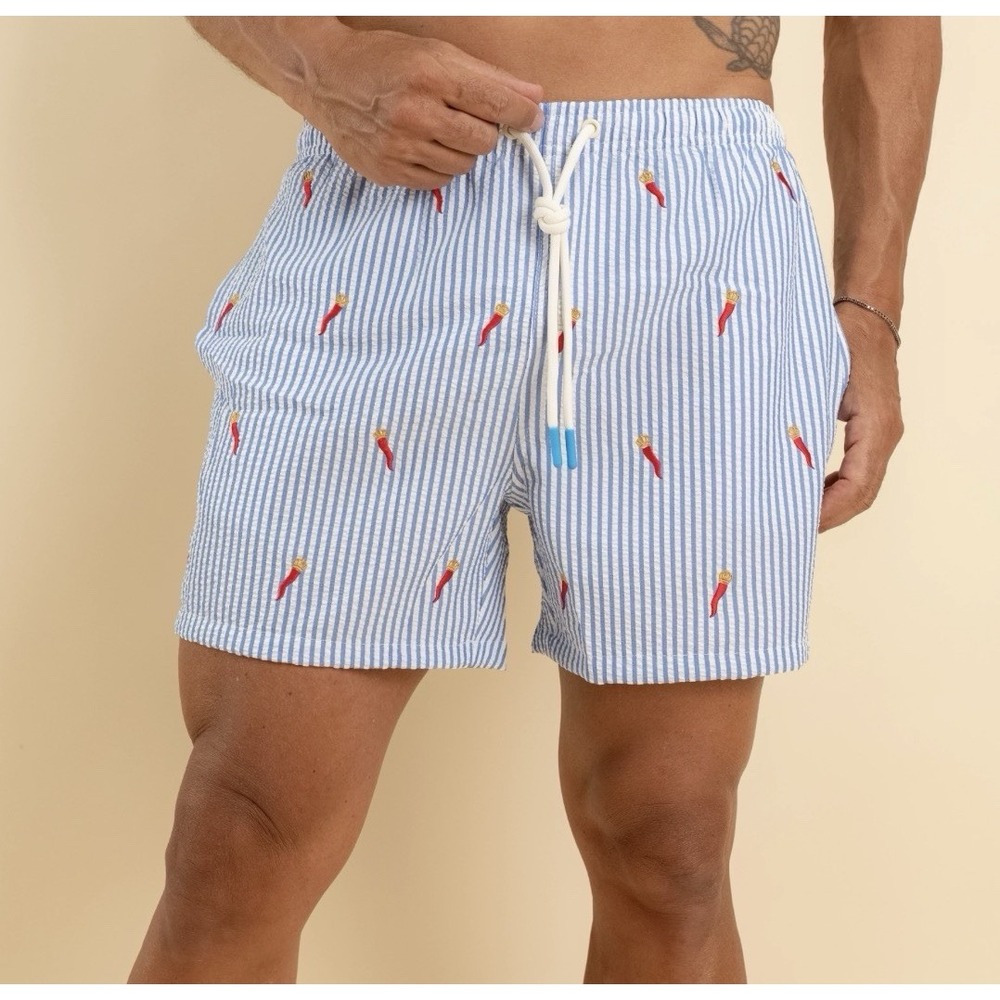 Warren Webber Swim Shorts Mens Xl  Chili Pepper Embroidered Print Beach Trunks